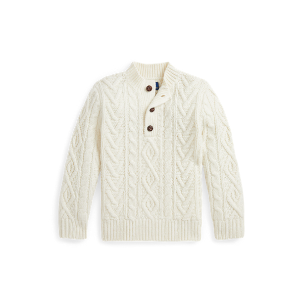 Cable Wool-Cashmere Mockneck Sweater