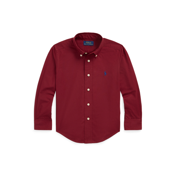 Red Cotton Poplin Shirt Boys 2-7 1