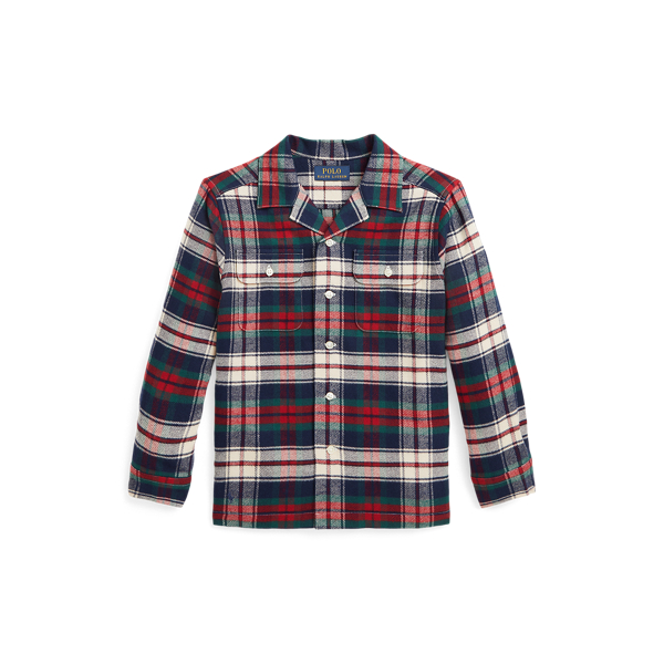 Plaid Cotton Twill Camp Shirt