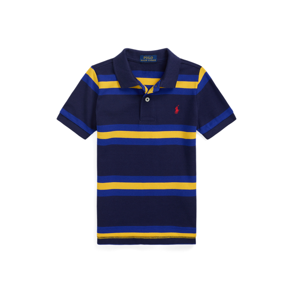 Striped Cotton Mesh Polo Shirt