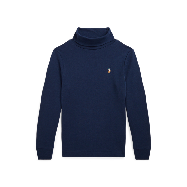 Refined Navy Cotton Interlock Turtleneck Boys 2-7 1