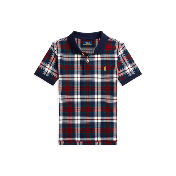 Ski Tartan Plaid Cotton Mesh Polo Shirt Boys 2-7 1