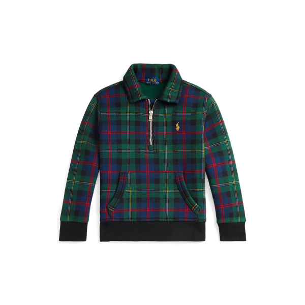 Plaid Fleece Collared Sweatshirt