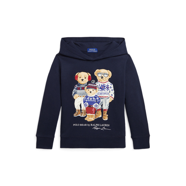 RL Navy Polo Bear Family Fleece Hoodie Boys 2-7 1