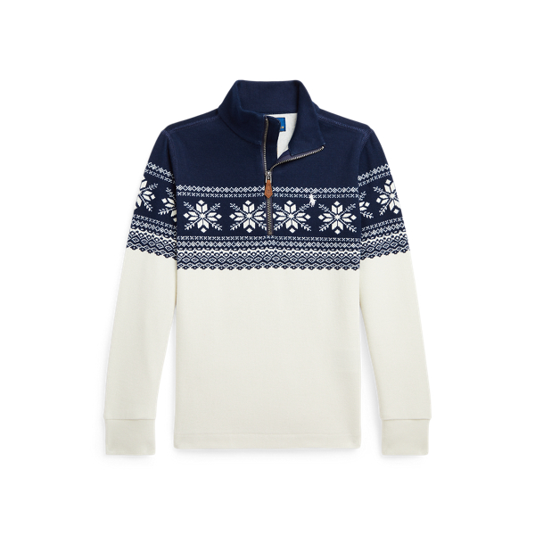 Navy Snowflake Double-Knit Pullover Boys 2-7 1