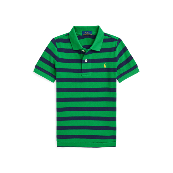 Striped Cotton Mesh Polo Shirt