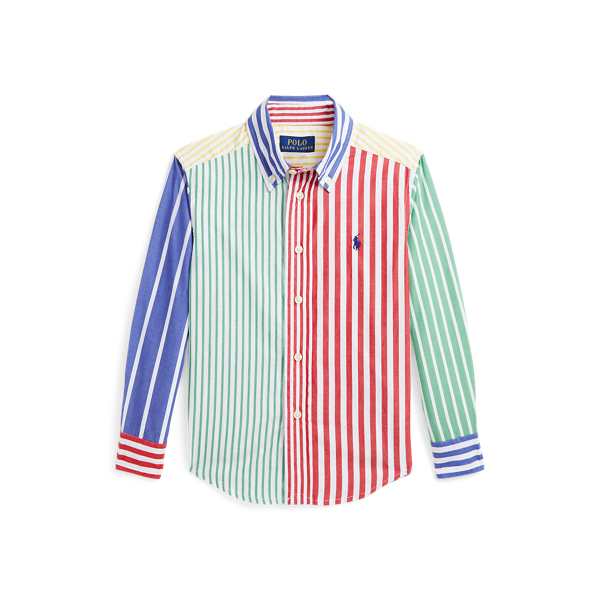 Ralph Lauren Button-Down Collar Color-Block Striped Cotton outlet Oxford Shirt