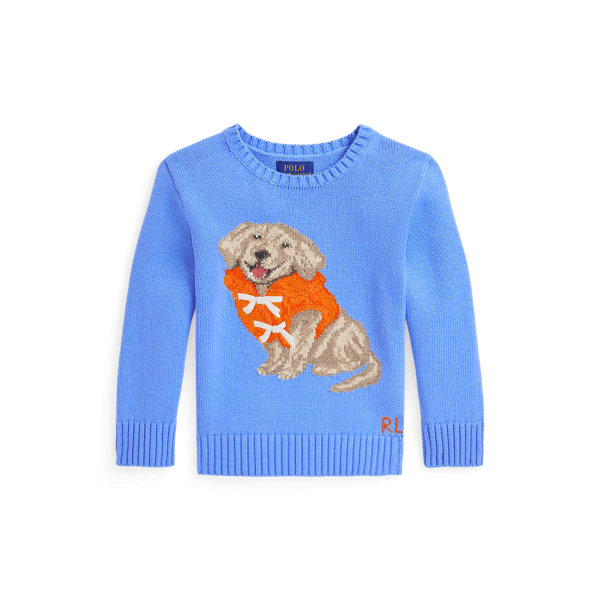 Dog-Intarsia Cotton Sweater