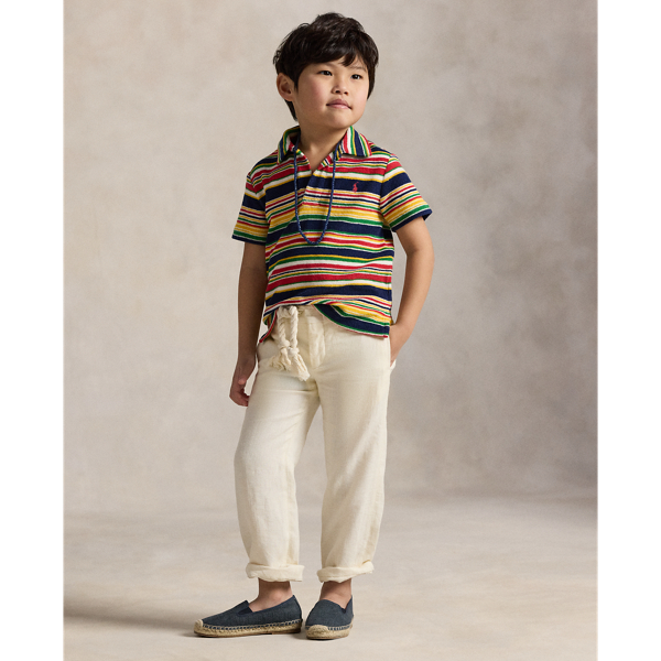 Striped Cotton Terry Polo Shirt