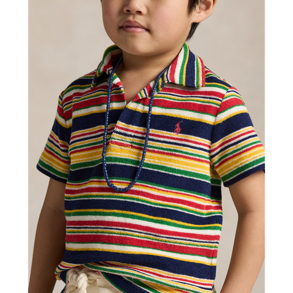 Striped Cotton Terry Polo Shirt