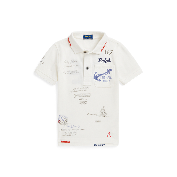 Polo in piqu&eacute; di cotone stile nautico Boys 1.5-6 Years in 1