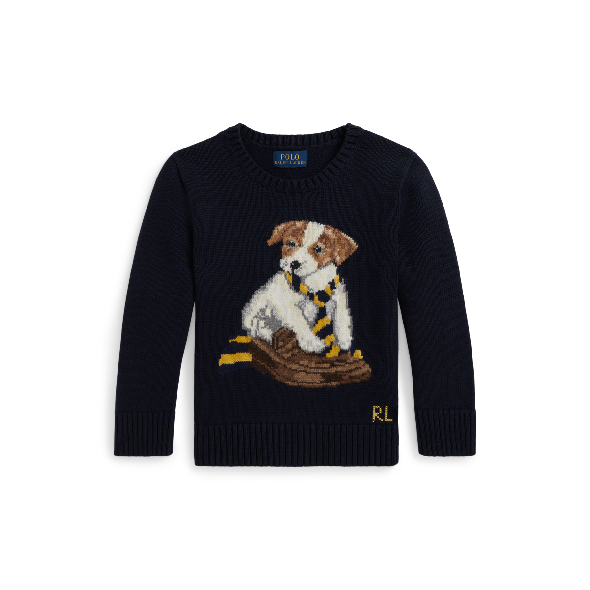 Dog-Intarsia Cotton Sweater