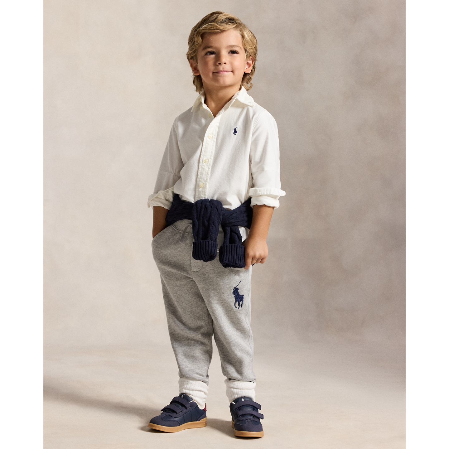 Детские брюки Ralph Lauren Big Pony Fleece Jogger, цвет: Меланжевый — фото 4