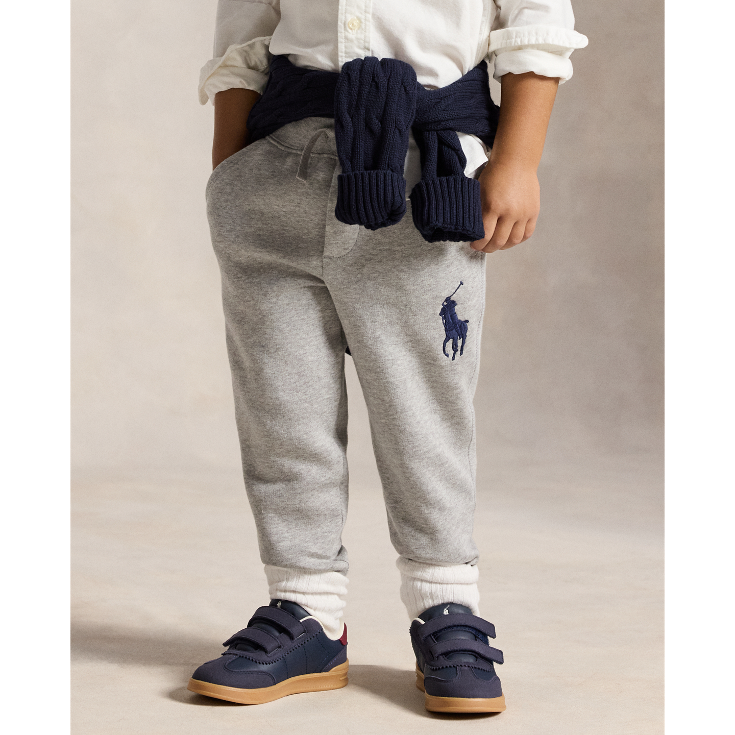 Детские брюки Ralph Lauren Big Pony Fleece Jogger, цвет: Меланжевый — фото 2