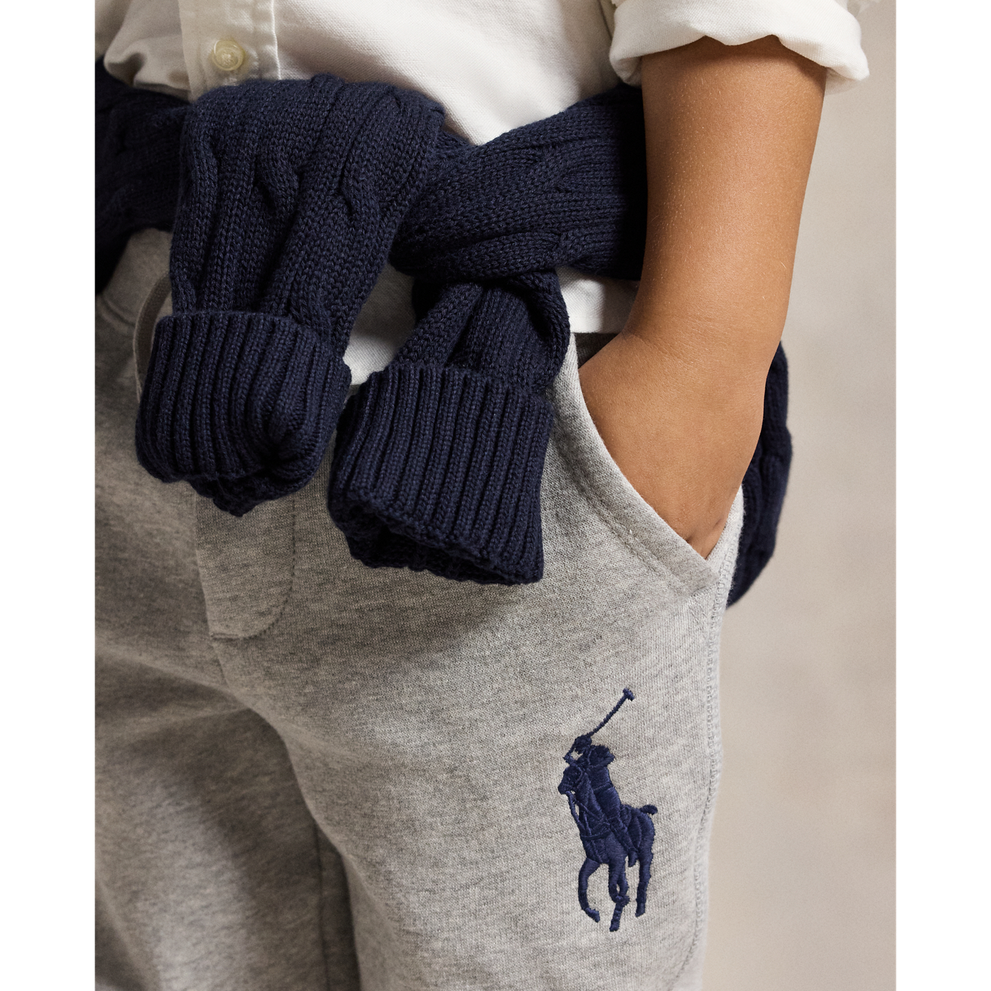 Детские брюки Ralph Lauren Big Pony Fleece Jogger, цвет: Меланжевый — фото 3
