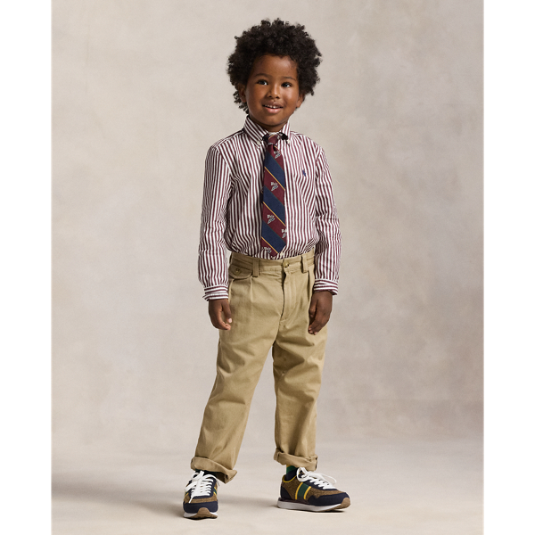 Gestreiftes Hemd aus Baumwollpopeline Boys 1.5-6 Years in Klassisch-Weinrot/Weiß 4