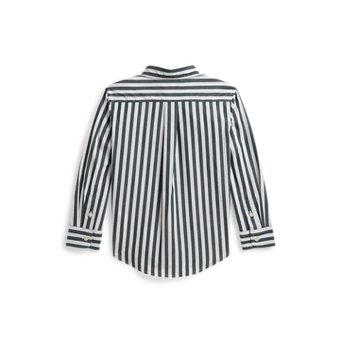 Детская рубашка Ralph Lauren Striped Cotton Poplin, цвет: Зелёный / Белый