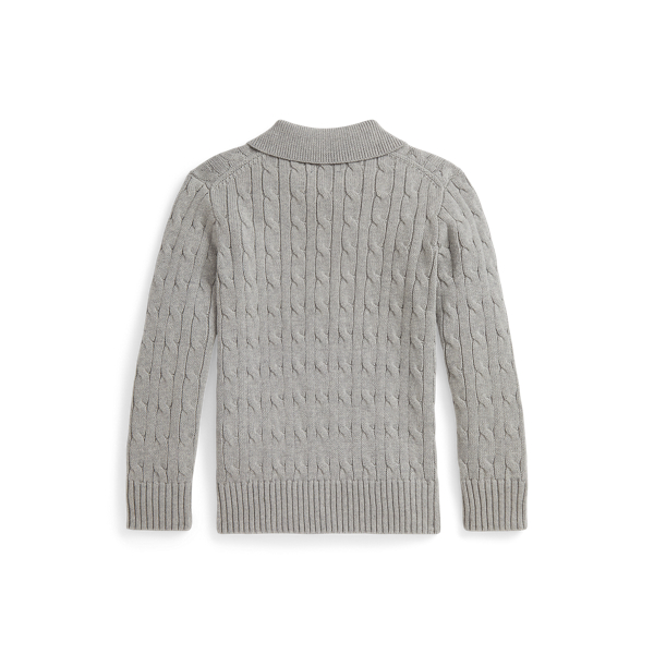 Cable-Knit Cotton Polo Sweater