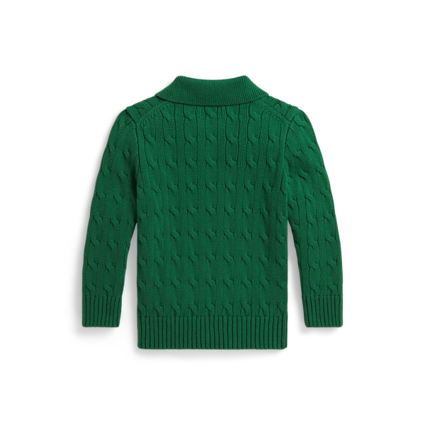 Verano Green Cable-Knit Cotton Polo Sweater Boys 2-7 2