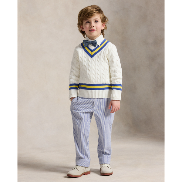 Der klassische Cricket-Pullover Boys 1.5-6 Years in Deckbeizen-Wei&szlig; 4