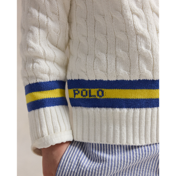 Der klassische Cricket-Pullover Boys 1.5-6 Years in Deckbeizen-Wei&szlig; 5