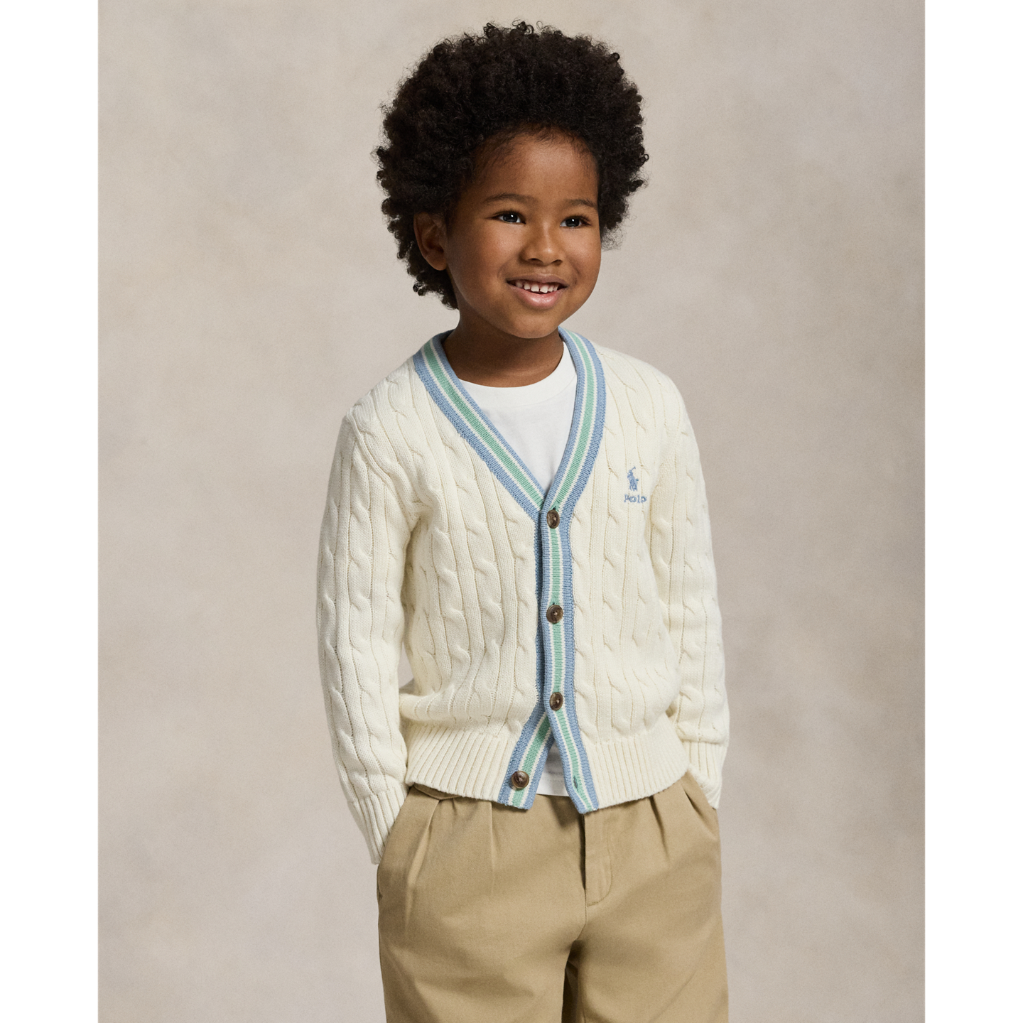 Детский кардиган Ralph Lauren Cotton Cricket, цвет: Кремовый разноцветный — фото 4