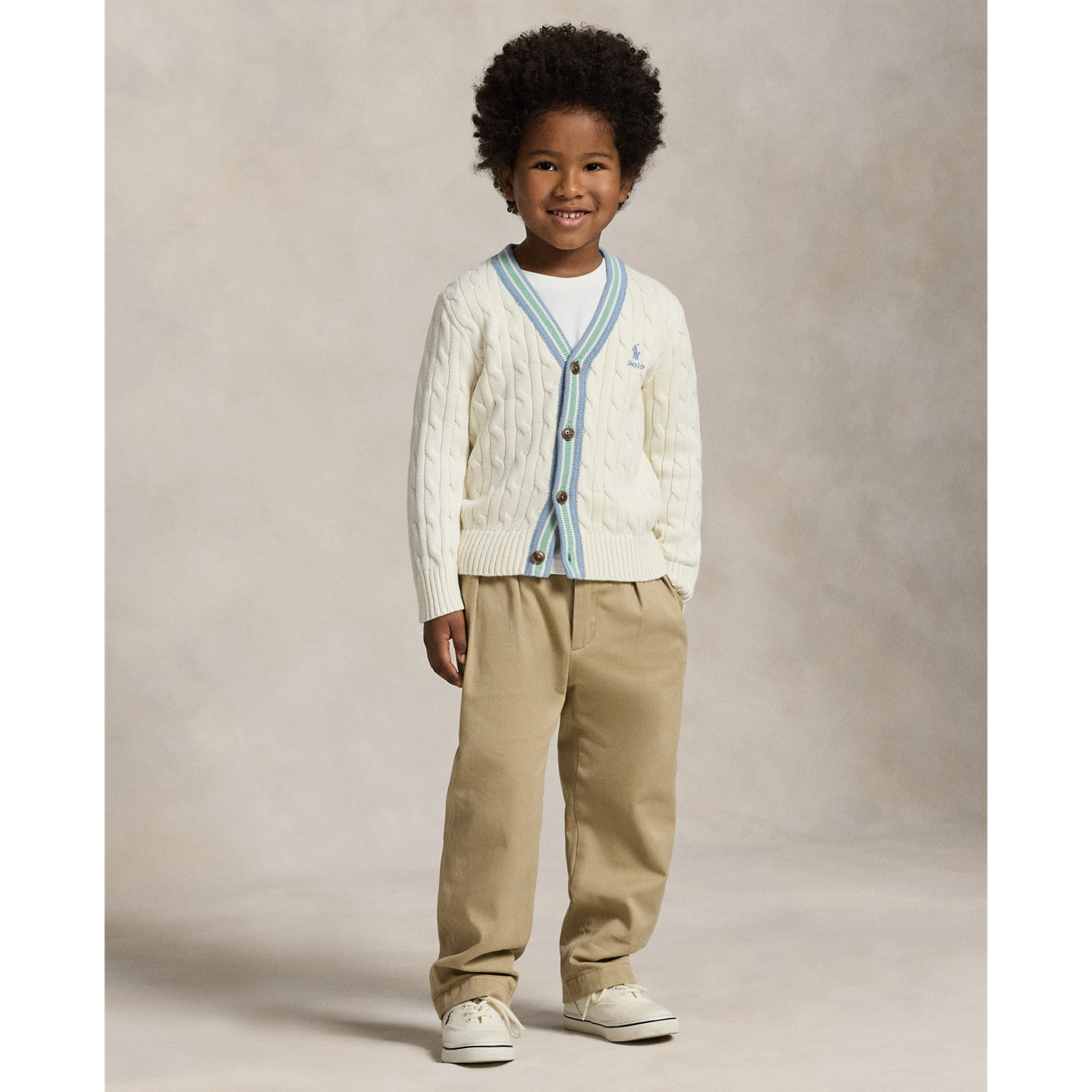 Детский кардиган Ralph Lauren Cotton Cricket, цвет: Кремовый разноцветный — фото 2