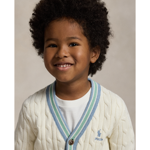 Cricket-Strickjacke aus Baumwolle Boys 1.5-6 Years in Cricket-Creme multi 5