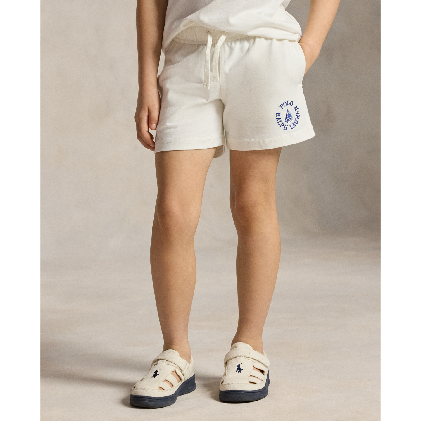 Шорты Ralph Lauren Logo Cotton Jersey Short, цвет: Белый — фото 2