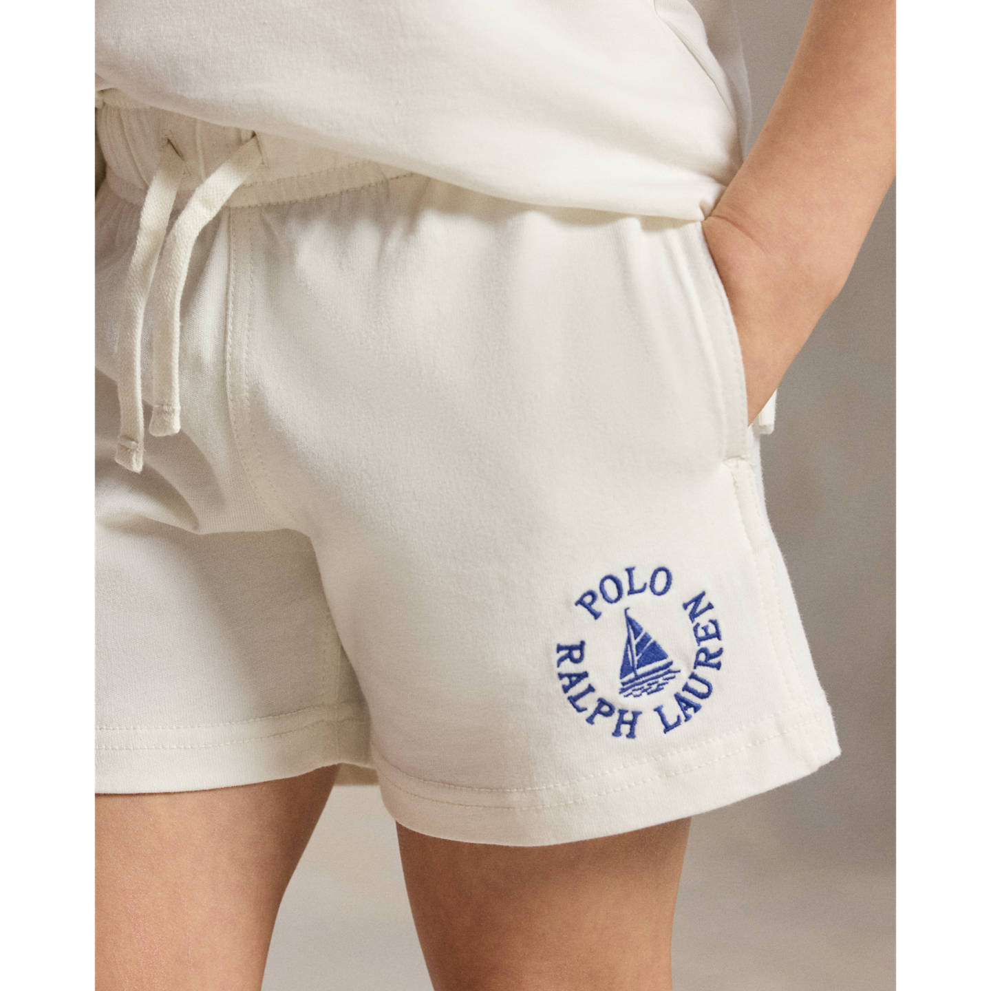 Шорты Ralph Lauren Logo Cotton Jersey Short, цвет: Белый — фото 3