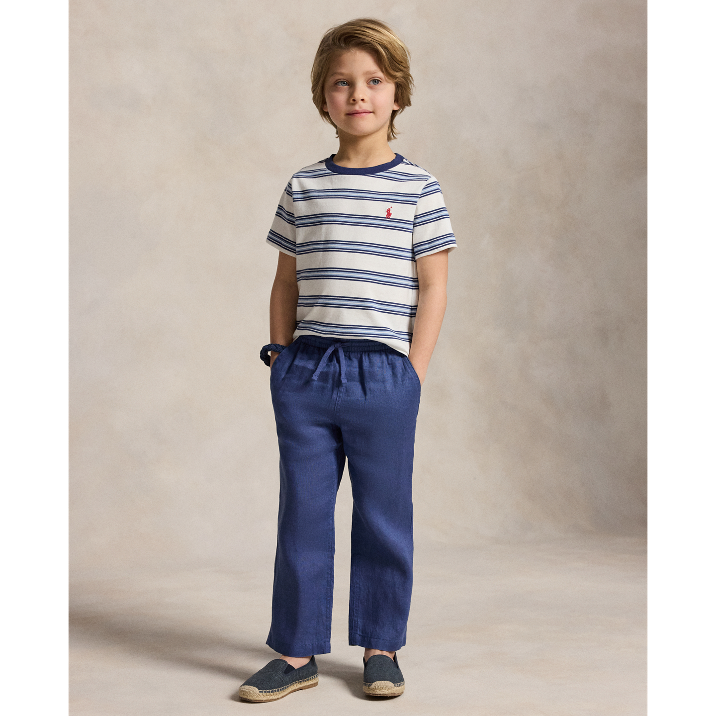 Детская футболка Ralph Lauren Striped Cotton Jersey Tee, цвет: Белый разноцветный — фото 2
