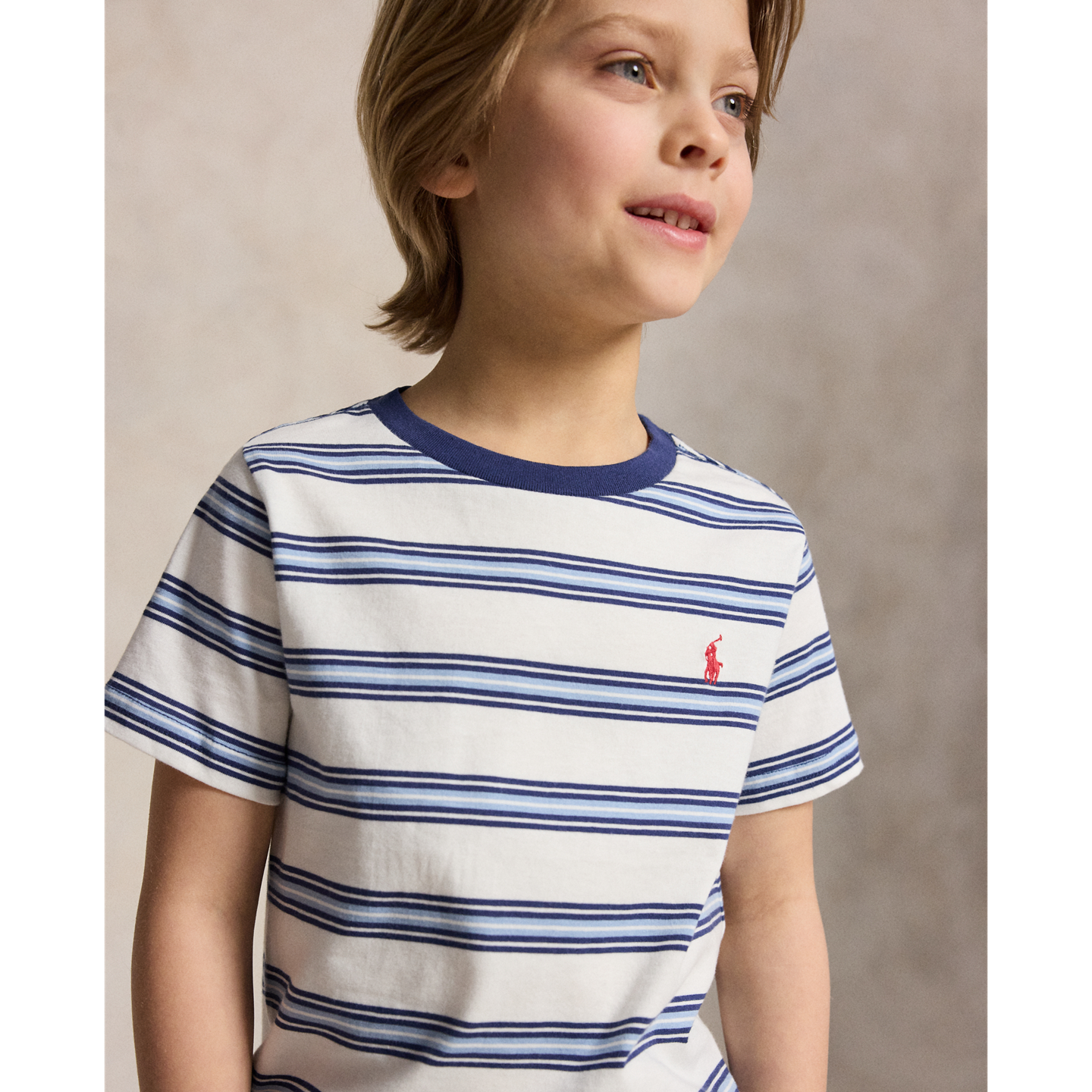 Детская футболка Ralph Lauren Striped Cotton Jersey Tee, цвет: Белый разноцветный — фото 3
