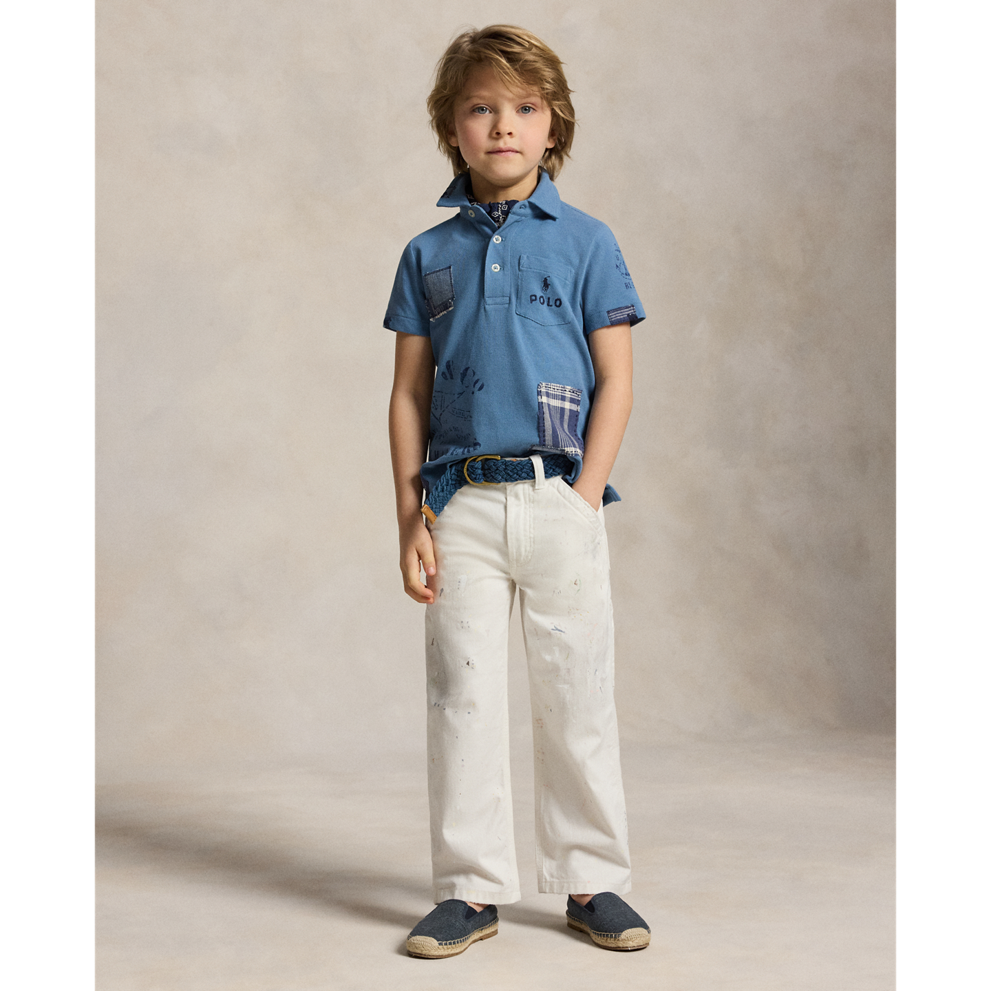 Детские брюки Ralph Lauren Paint-Splattered Cotton Twill, цвет: Saxton — фото 4