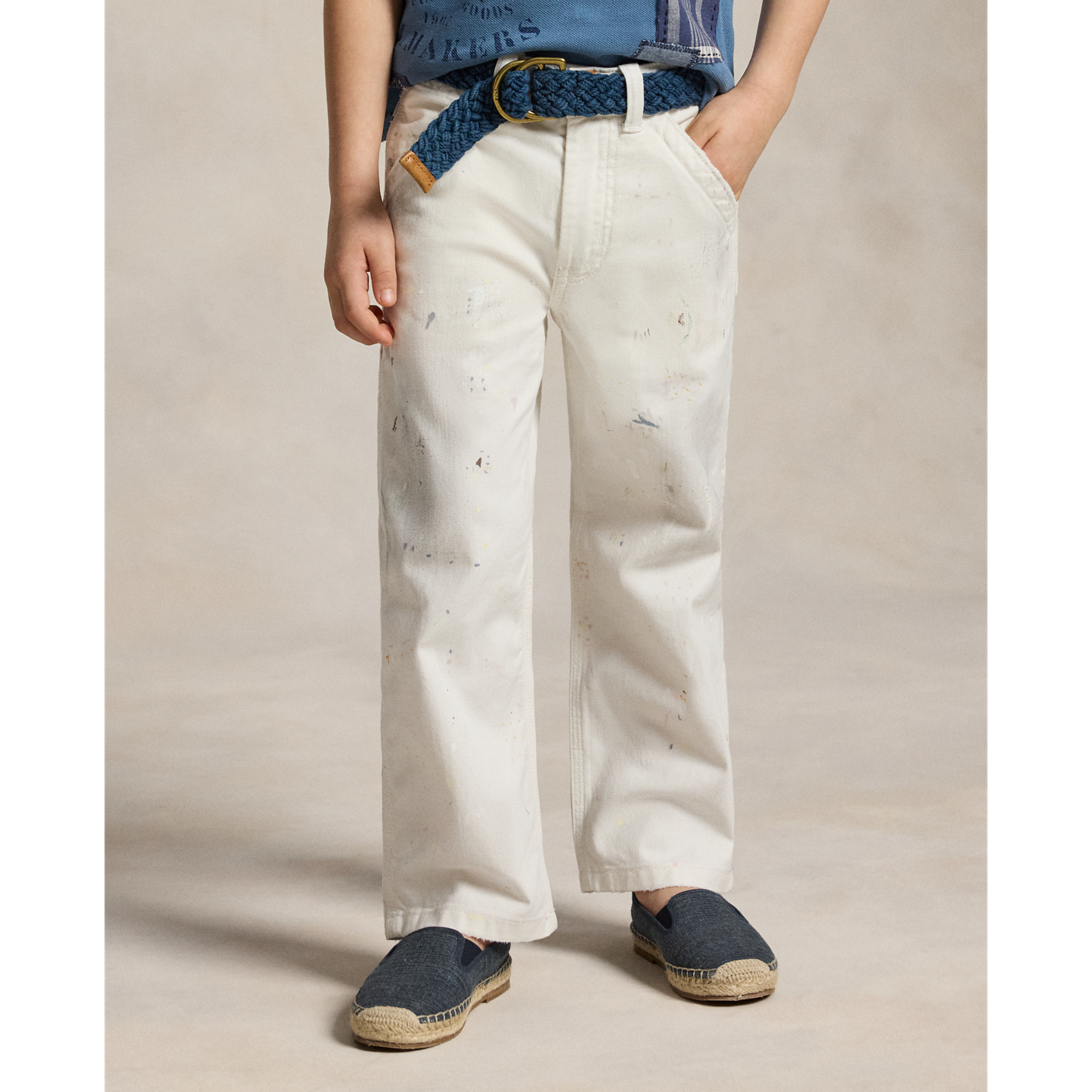 Детские брюки Ralph Lauren Paint-Splattered Cotton Twill, цвет: Saxton — фото 2
