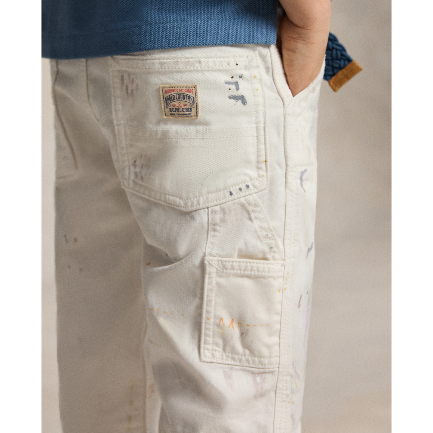 Детские брюки Ralph Lauren Paint-Splattered Cotton Twill, цвет: Saxton — фото 3