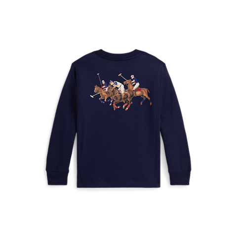 Детские футболки Ralph Lauren Triple-Pony Cotton Long-Sleeve Tee