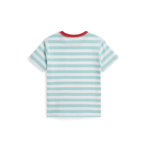 Детская футболка Ralph Lauren Striped Cotton Jersey Pocket, цвет: Белый