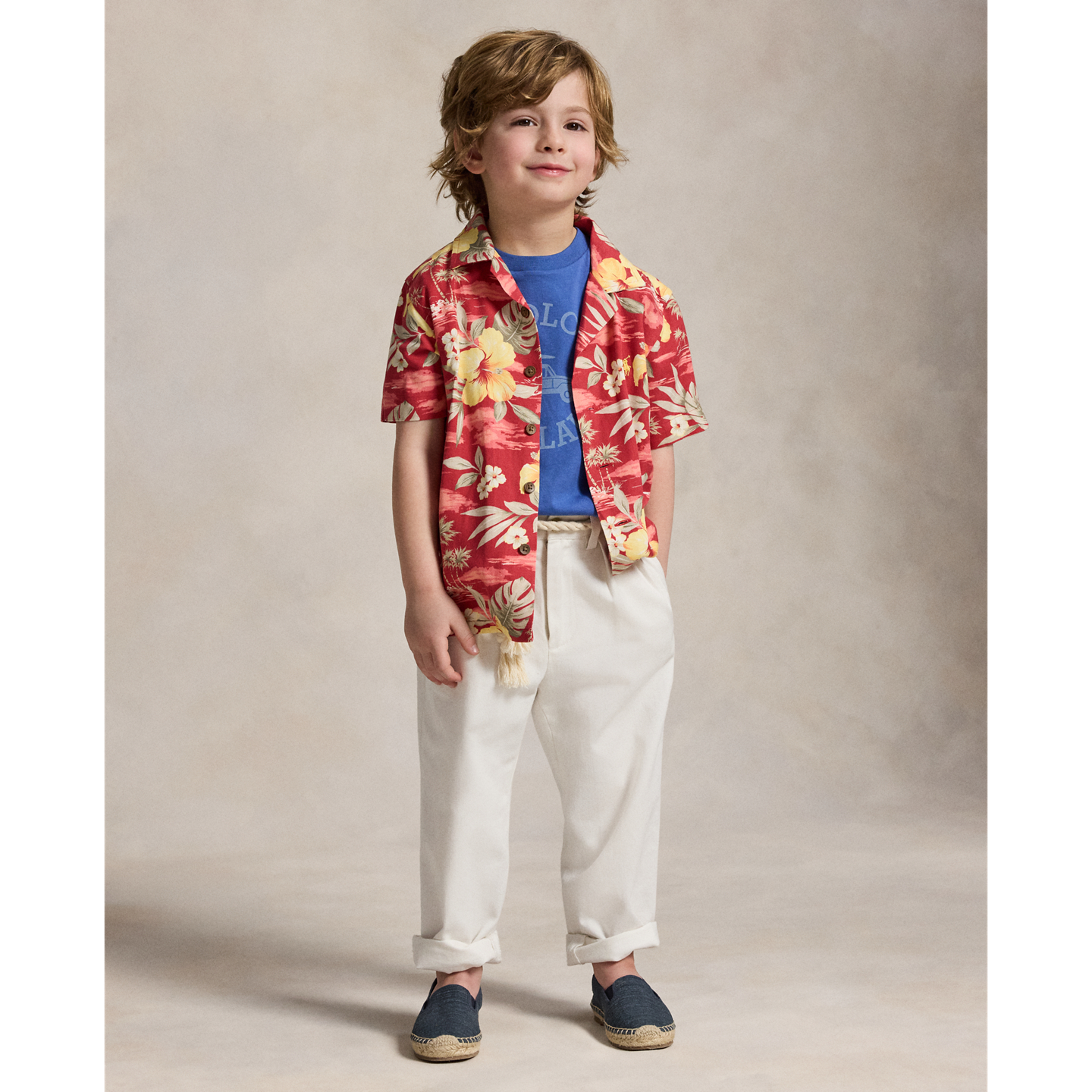 Детская рубашка Ralph Lauren Tropical-Floral-Print Camp, цвет: Hibiscus Paradise — фото 2