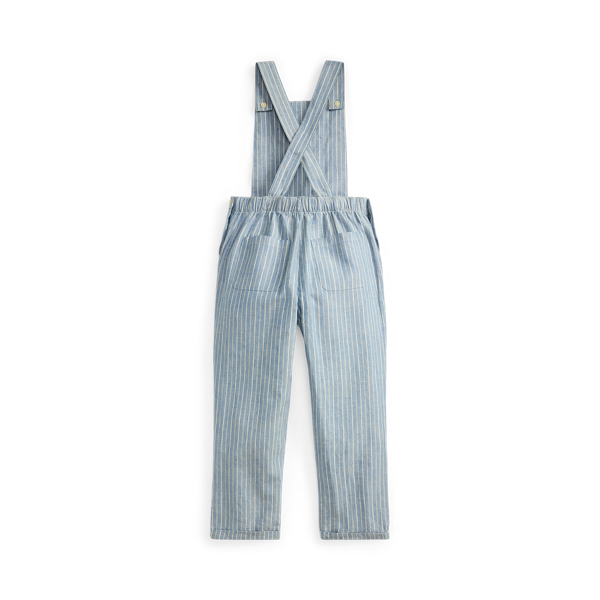Blue/Cream Striped Linen-Cotton Overall Boys 2-7 2