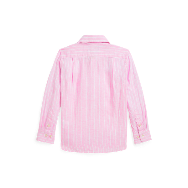 Gestreiftes Leinenhemd Boys 1.5-6 Years in Carmel-Rosa/Wei&szlig; 3