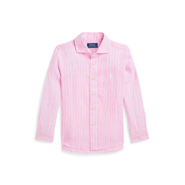 Gestreiftes Leinenhemd Boys 1.5-6 Years in Carmel-Rosa/Wei&szlig; 2
