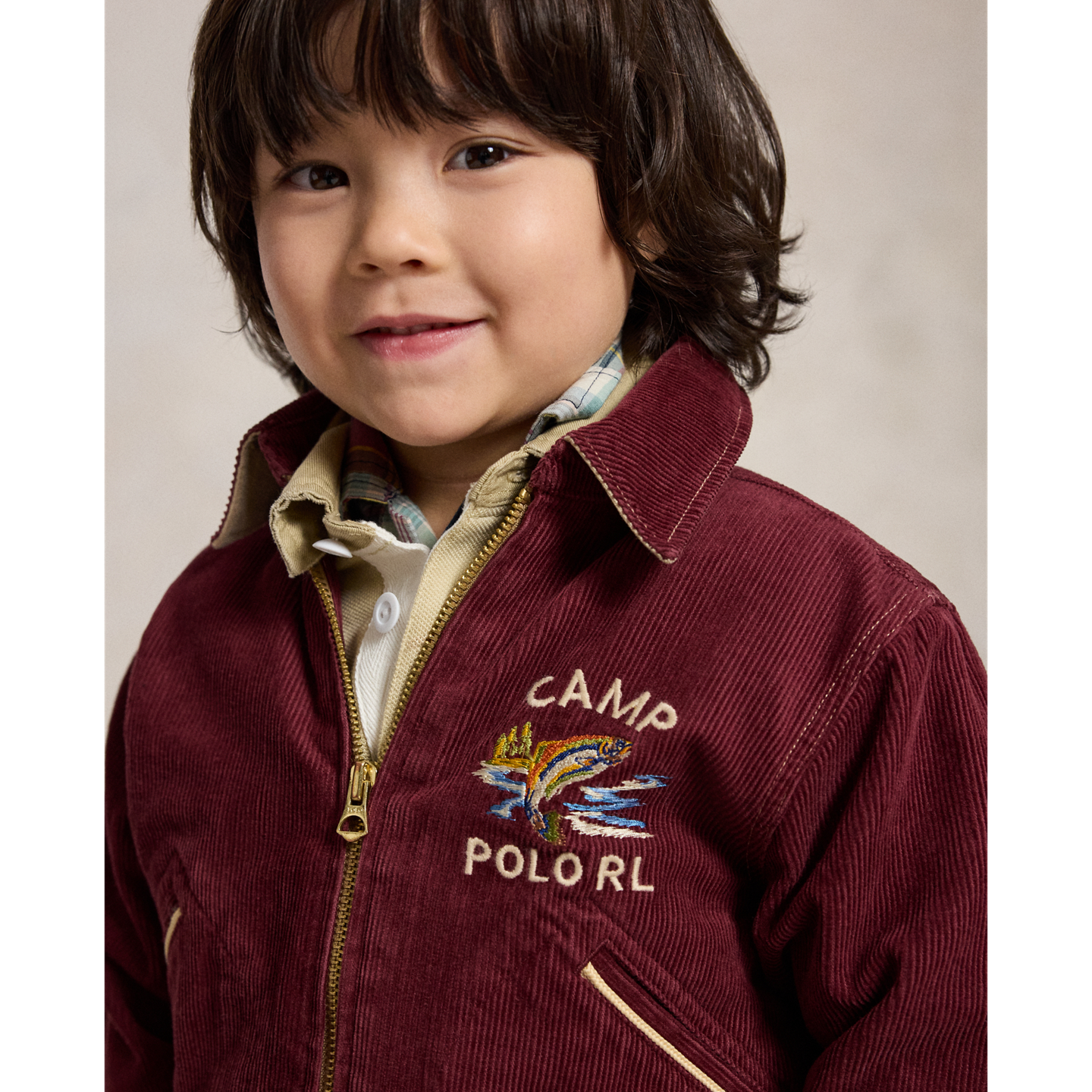Детская куртка Ralph Lauren Corduroy Graphic Track, цвет: Pomegranate — фото 3