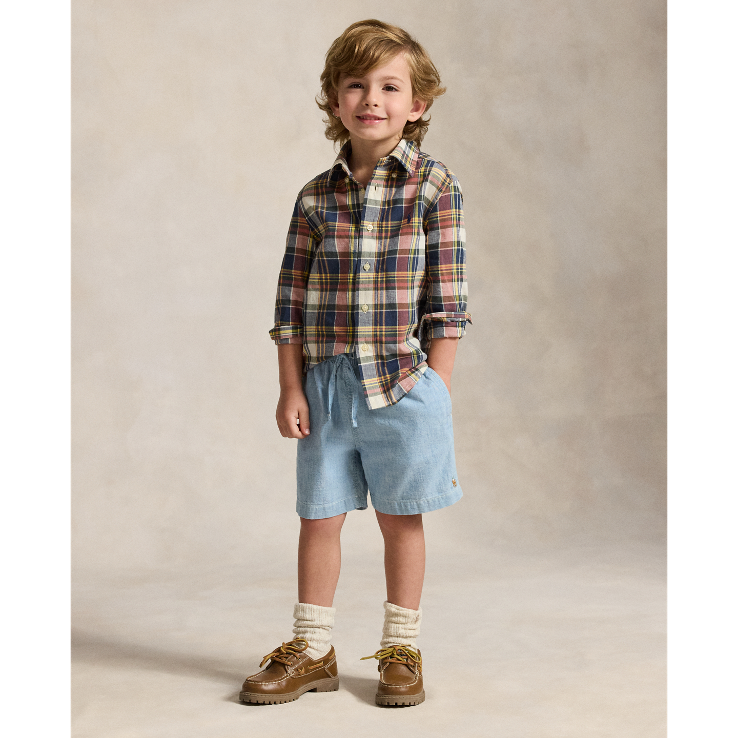 Детская рубашка Ralph Lauren Plaid Cotton Madras, цвет: Тёмно-синий / Жёлтый разноцветный — фото 2