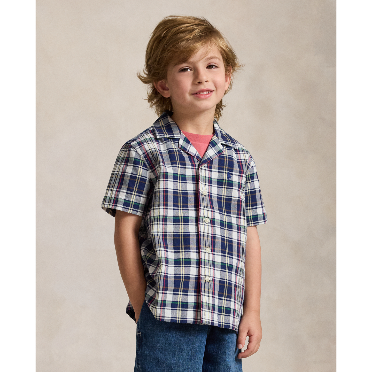 Детская рубашка Ralph Lauren Plaid Cotton Oxford Camp, цвет: Разноцветный — фото 4