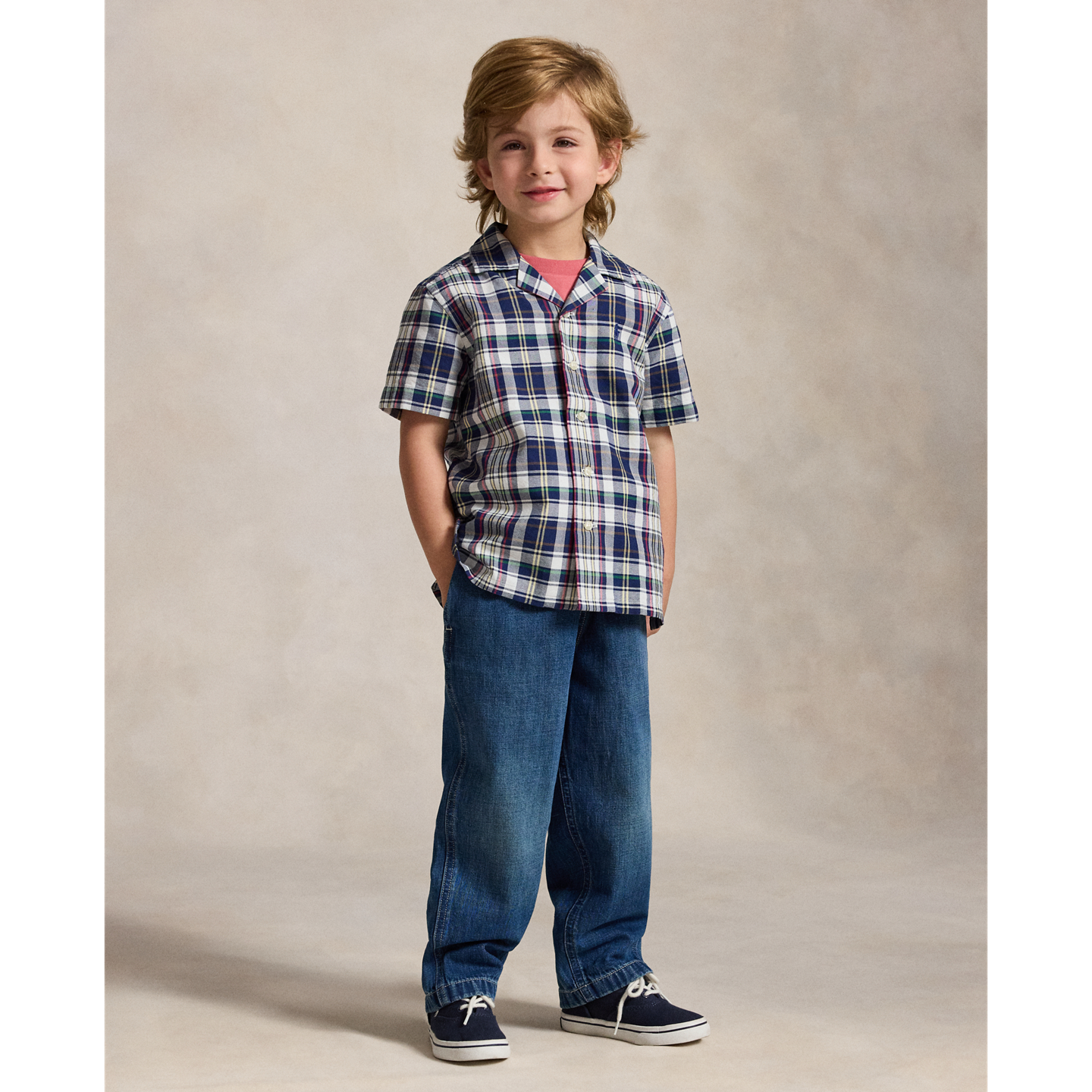 Детская рубашка Ralph Lauren Plaid Cotton Oxford Camp, цвет: Разноцветный — фото 2