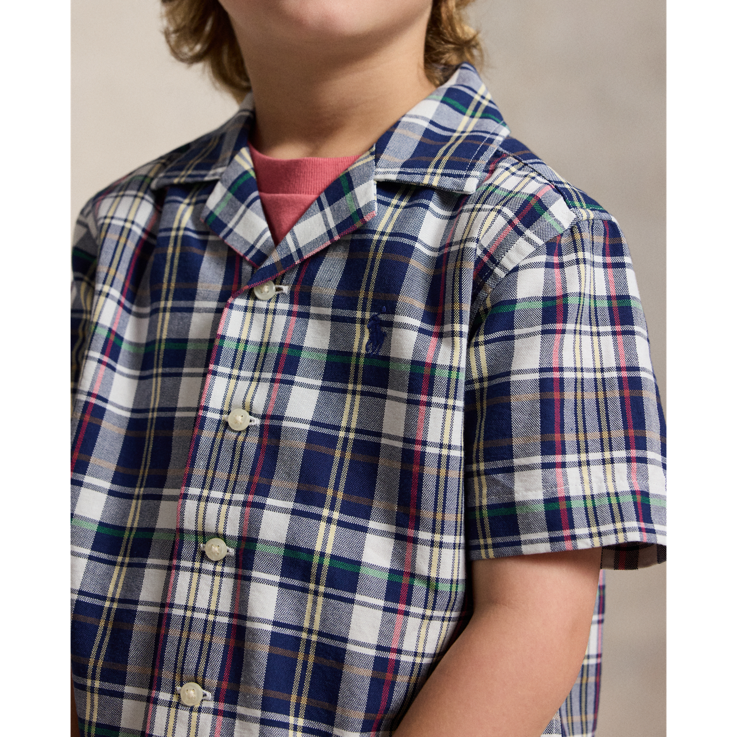 Детская рубашка Ralph Lauren Plaid Cotton Oxford Camp, цвет: Разноцветный — фото 3