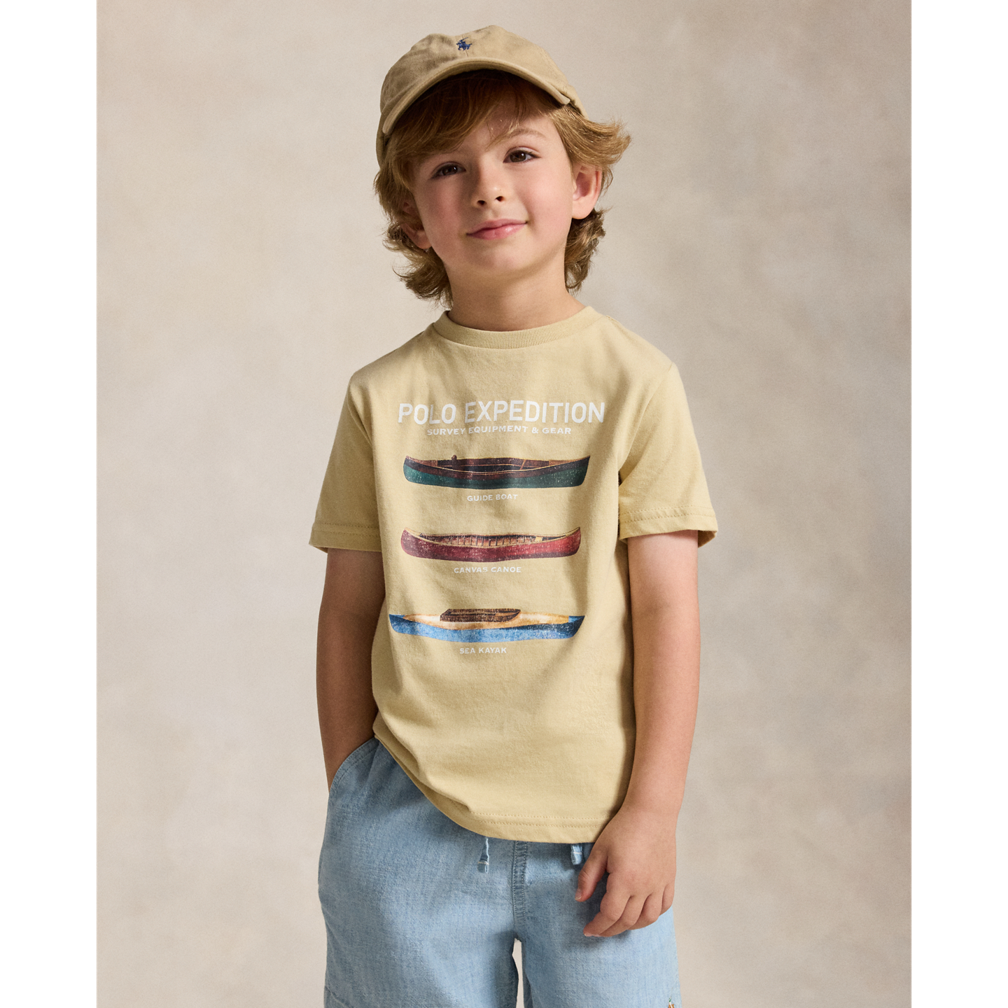 Детская футболка Ralph Lauren Cotton Jersey Graphic, цвет: Кремовый — фото 4