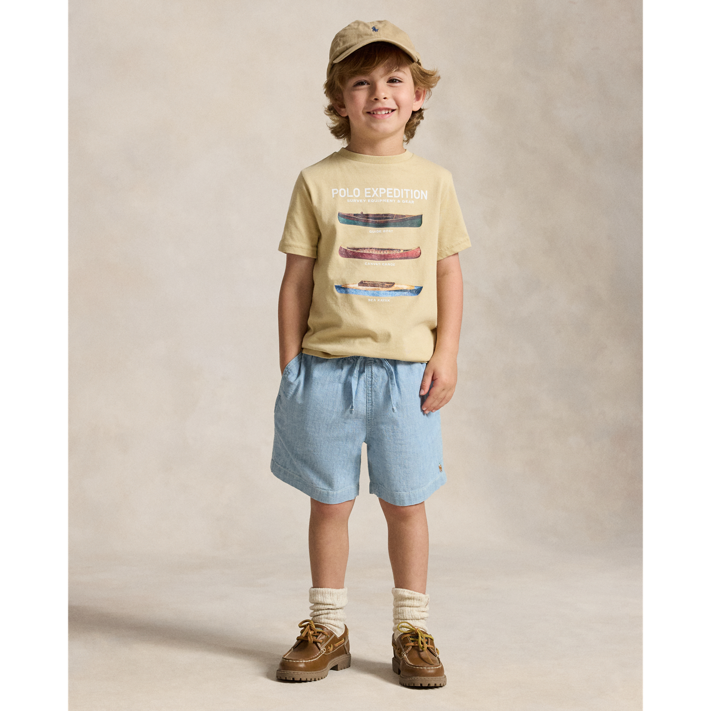 Детская футболка Ralph Lauren Cotton Jersey Graphic, цвет: Кремовый — фото 2