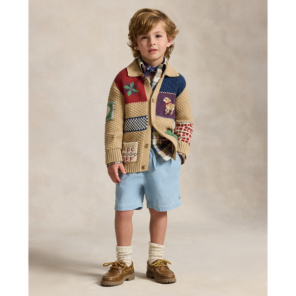 Tan Multi Patchwork Cotton Cardigan Boys 2-7 4