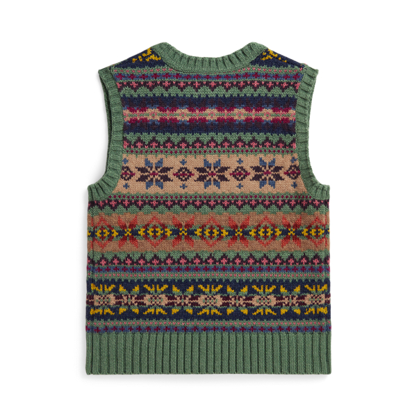 Pull d&eacute;bardeur Fair Isle coton m&eacute;lang&eacute; Boys 1.5-6 Years en Menthe d&eacute;lav&eacute;e multi 2